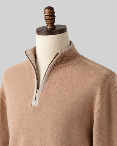 Classic Beige Quarter-Zip Sweater