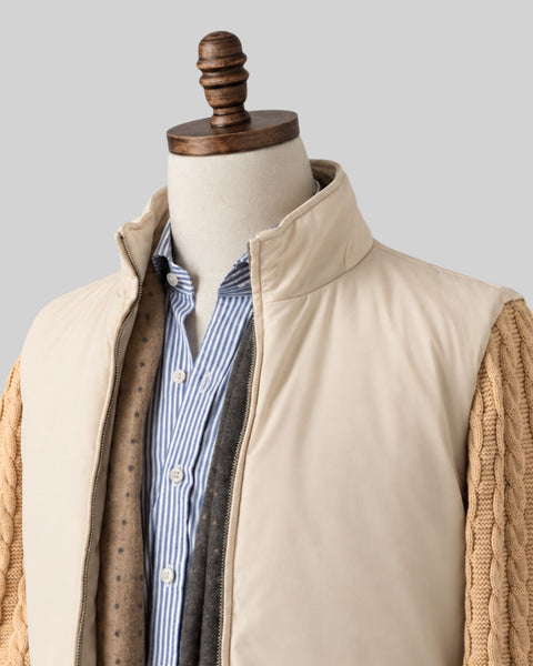 Cream Padded Cable Knit Jacket