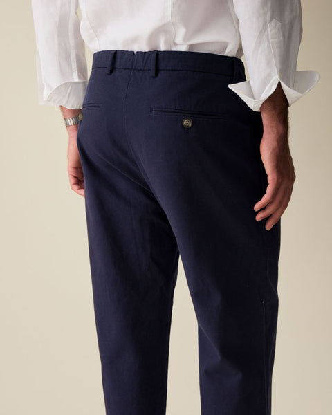 Navy Linen Blend Trouser