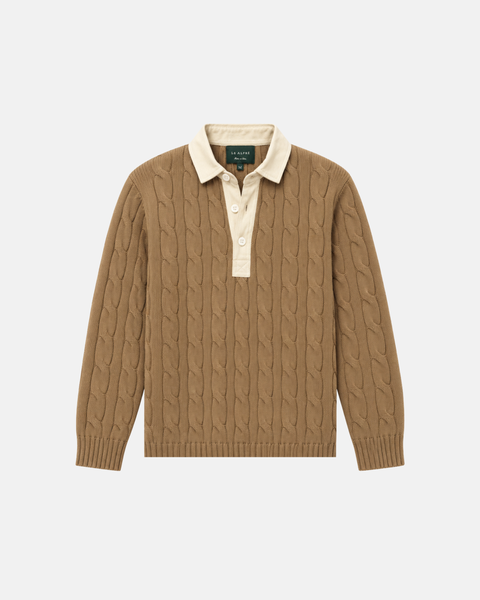 Classic Camel Cotton Cable Knit Rugby (PRE-ORDER)