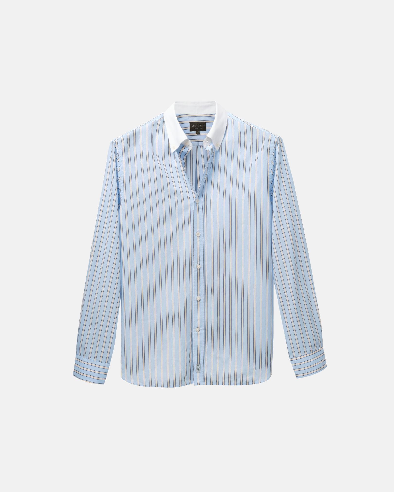 Light Blue Stripe Contrast Collar Shirt (SS26) | Le Alfré