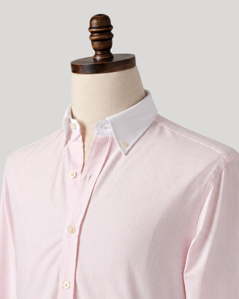 Pink Stripe Contrast Collar Oxford Shirt