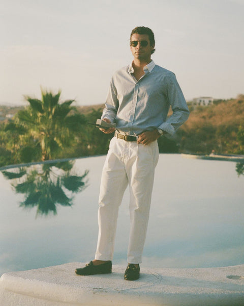 White Linen Blend Trouser