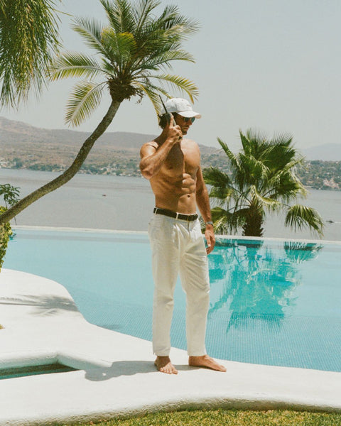 White Linen Blend Trouser