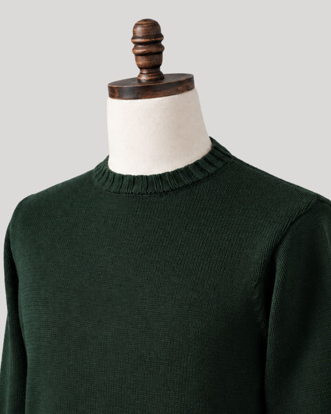 Classic Hunter Green Cotton Crewneck Sweater (PRE-ORDER)