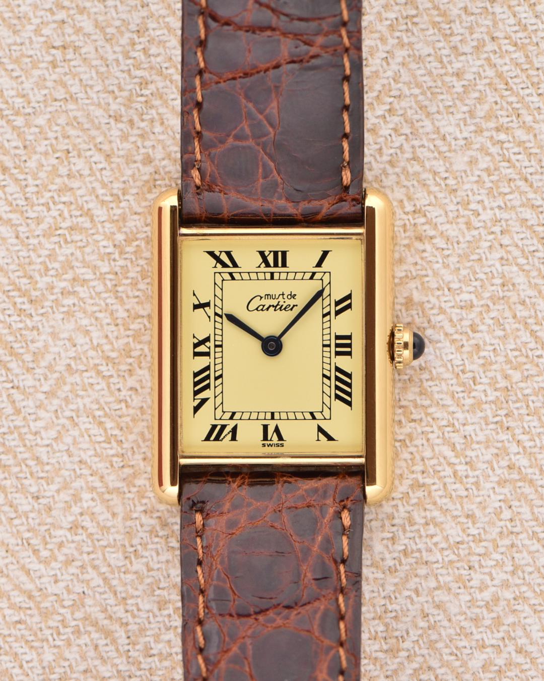 Leather Reloj Tank Cartier Cartier Must De Tank Roman Dial (Circa