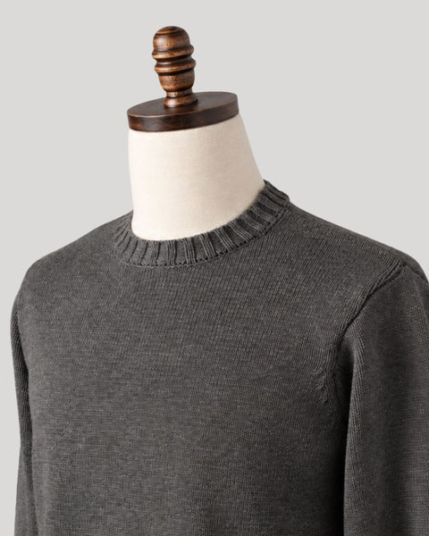 Classic Melange Grey Cotton Crewneck Sweater (PRE-ORDER)