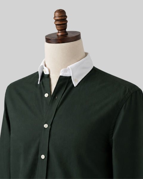 Classic Hunter Green Contrast Collar Oxford Shirt