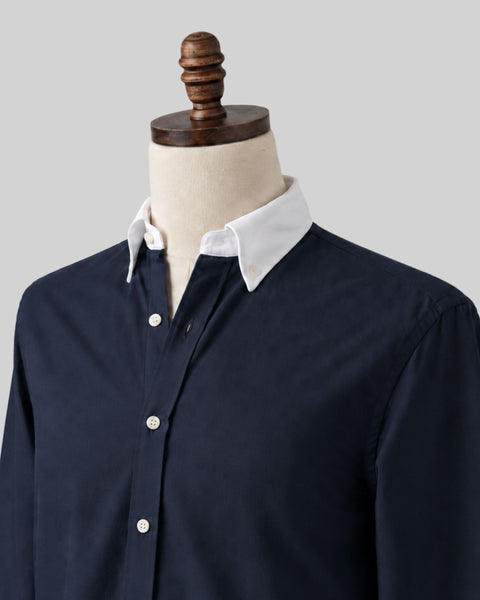 Classic Navy Contrast Collar Oxford Shirt