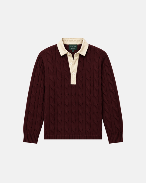 Classic Burgundy Cotton Cable Knit Rugby (PRE-ORDER)