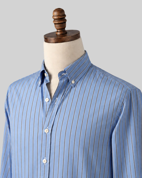 Retro Blue Stripe Poplin Shirt