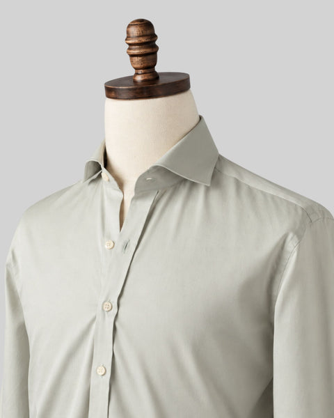 Sage Green Broadcloth Spread Collar Dress Shirt