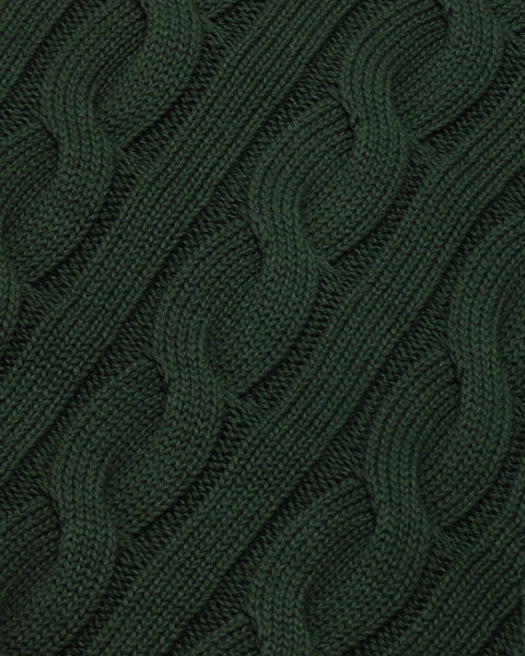 Hunter Green Cotton Cable Knit Rugby