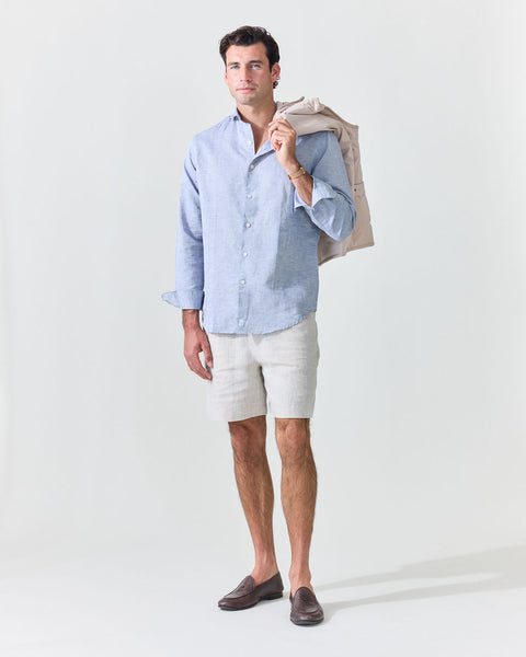 Classic Asphalt Black Linen-Blend Shirt