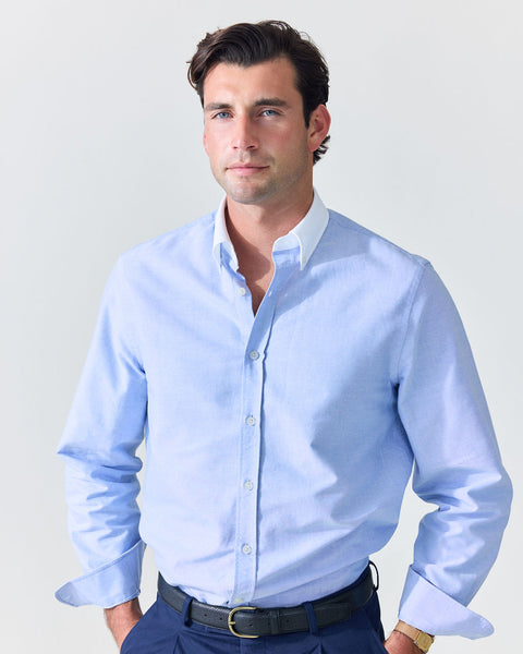 'Le Original' Blue Contrast Collar Oxford Shirt