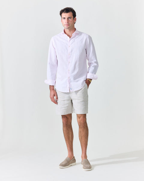 Classic Pink Linen-Blend Shirt