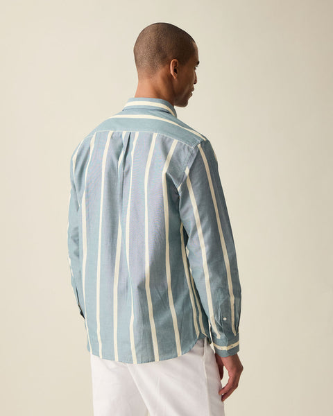 Heritage Olive Wide Stripe Summer Chambray Shirt