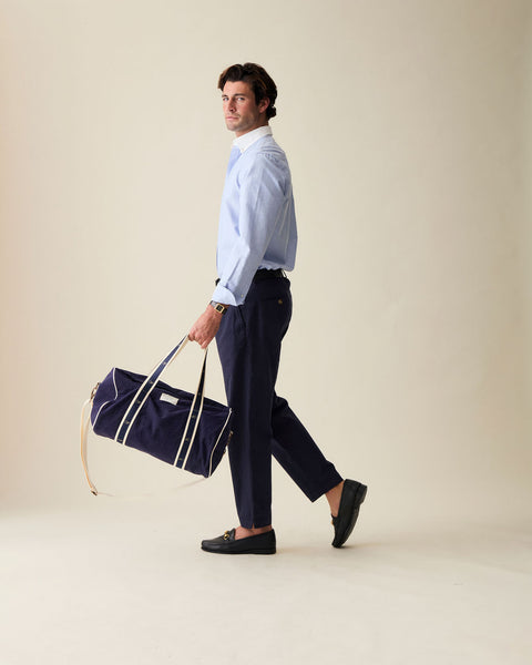 Navy Linen Blend Trouser