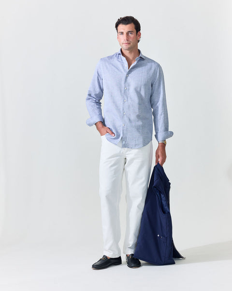 Classic Asphalt Black Linen-Blend Shirt