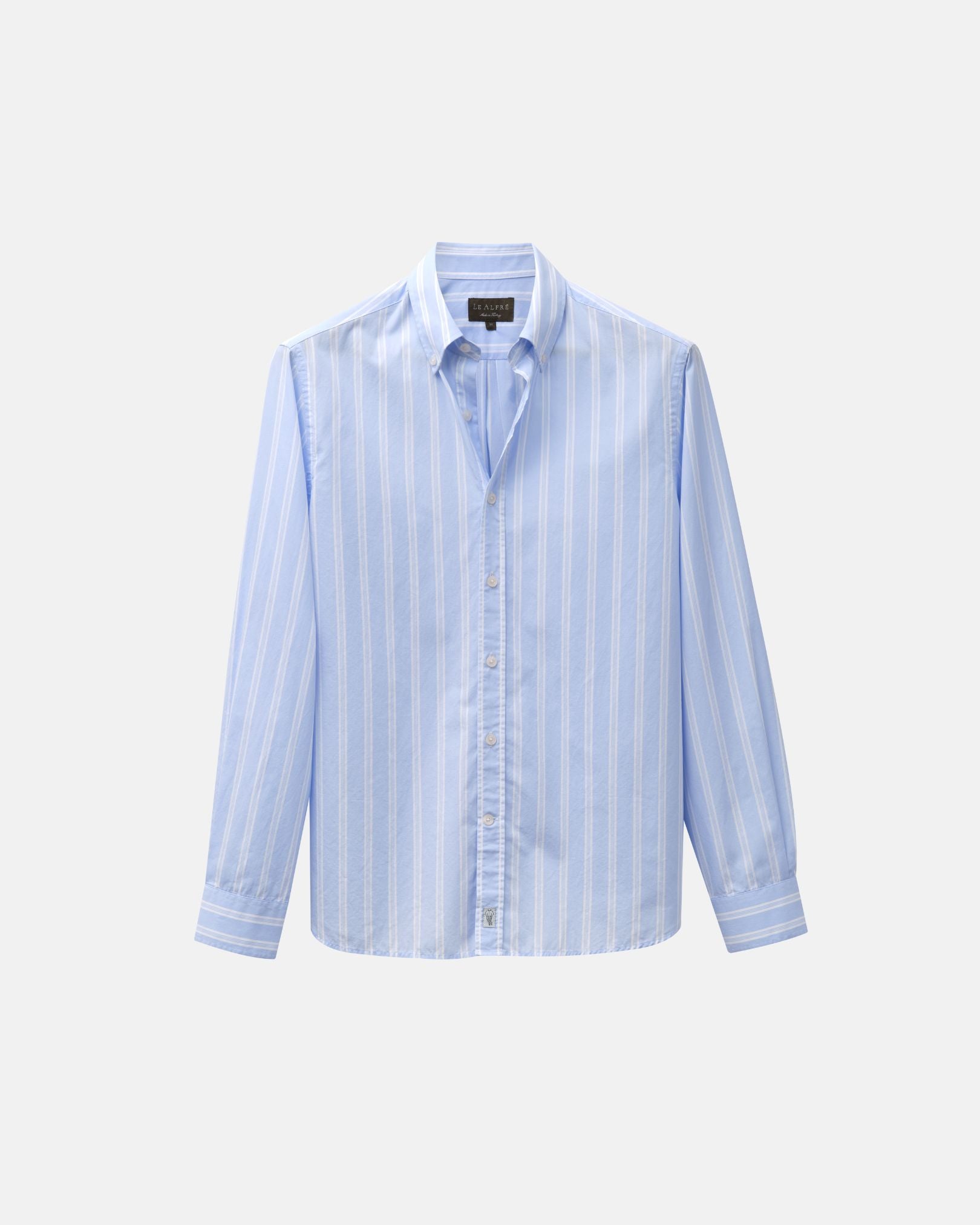 Wide Stripe Light Blue Dress Shirt | Le Alfr XXL Wide Stripe Light Blue Dress Shirt | Le Alfr XXL