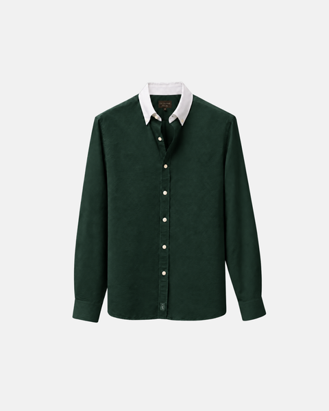 Classic Hunter Green Contrast Collar Oxford Shirt