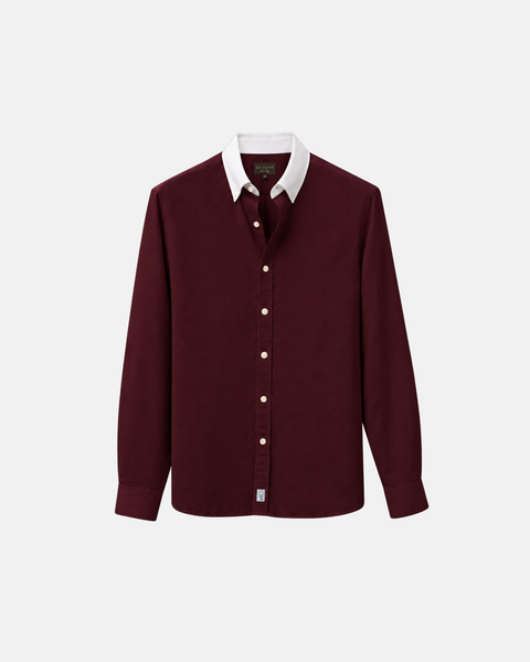 Classic Burgundy Contrast Collar Oxford Shirt