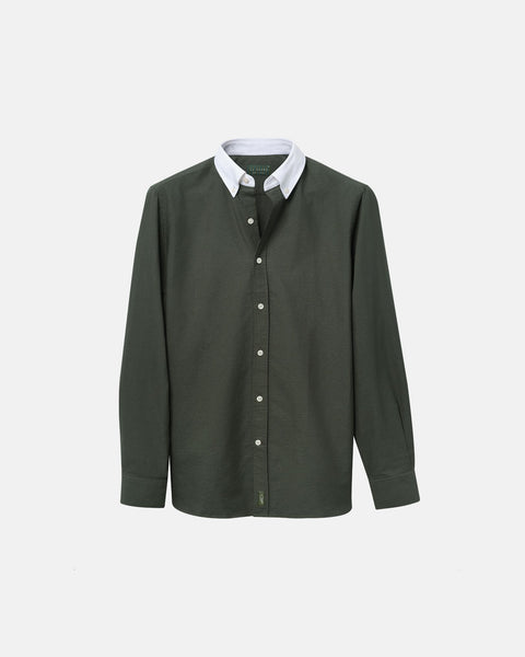 'Le Original' Hunter Green Contrast Collar Oxford Shirt