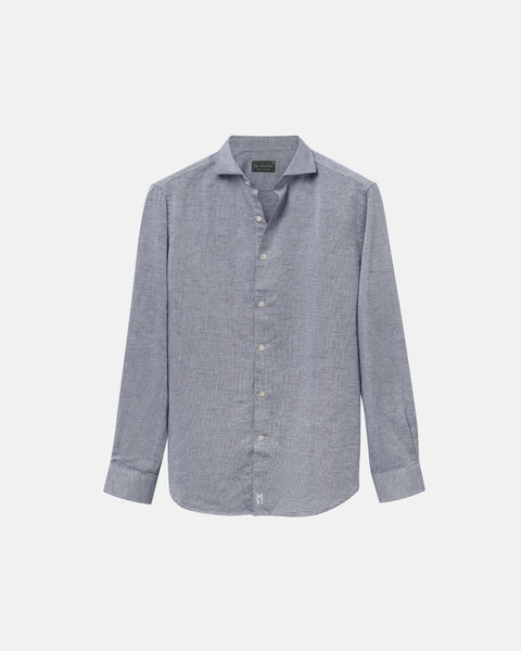 Classic Asphalt Black Linen-Blend Shirt