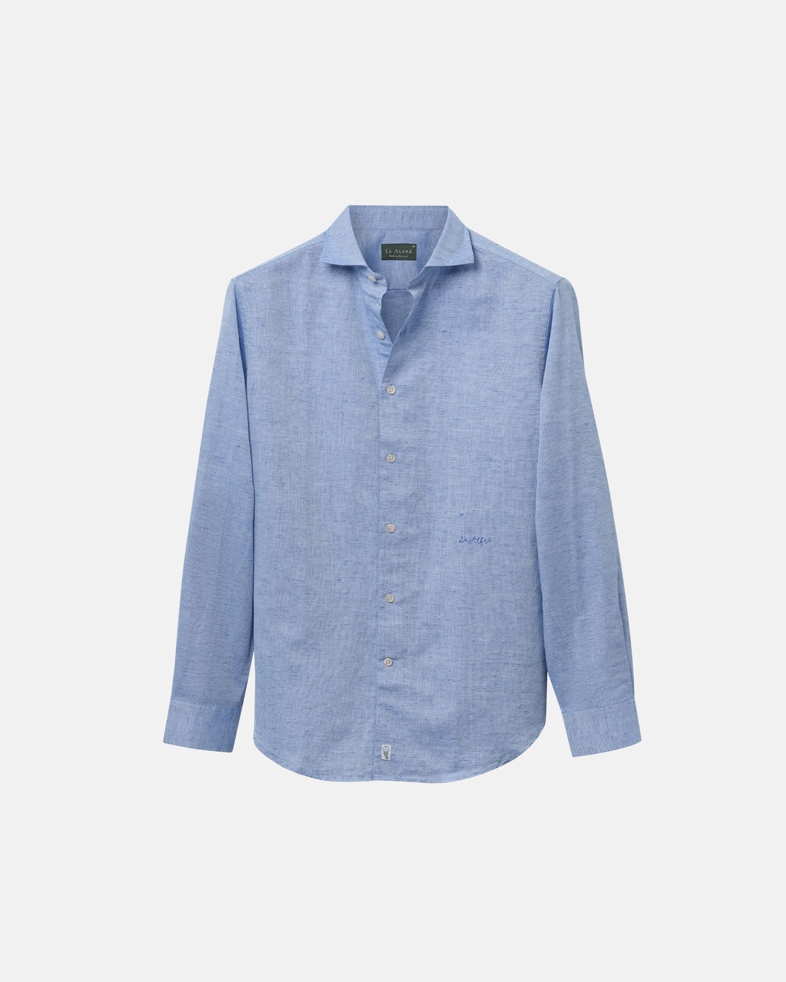 Classic Blue Linen-Blend Shirt | Le Alfr S Classic Blue Linen-Blend Shirt | Le Alfr S