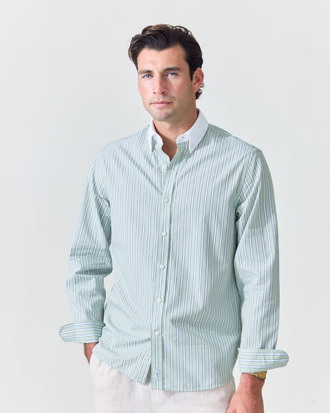Pistachio Stripe Contrast Collar Shirt (SS26)