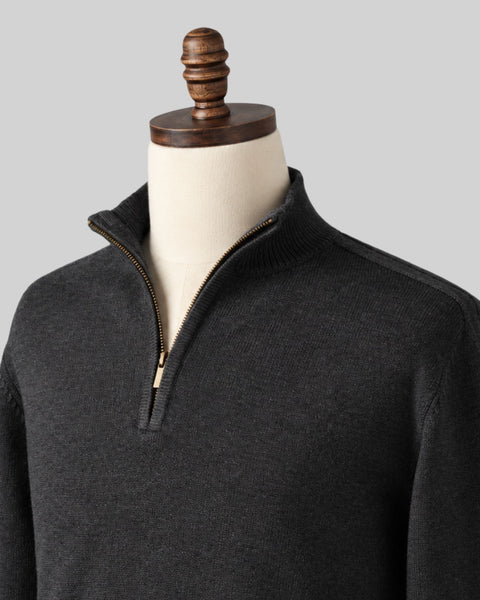 Classic Charcoal Grey Quarter-Zip Sweater