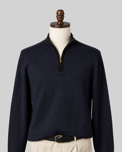 Classic Navy Quarter-Zip Sweater