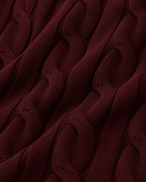 Classic Burgundy Cotton Cable Knit Rugby (PRE-ORDER)