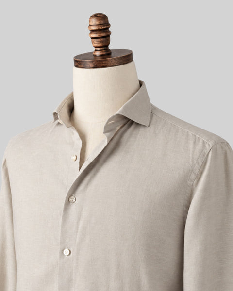 Classic Greige Linen-Blend Shirt
