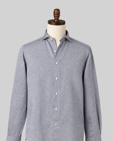 Classic Asphalt Black Linen-Blend Shirt