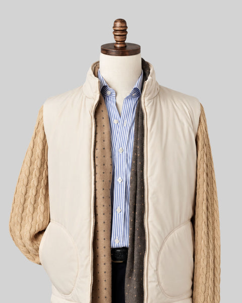 Cream Padded Cable Knit Jacket