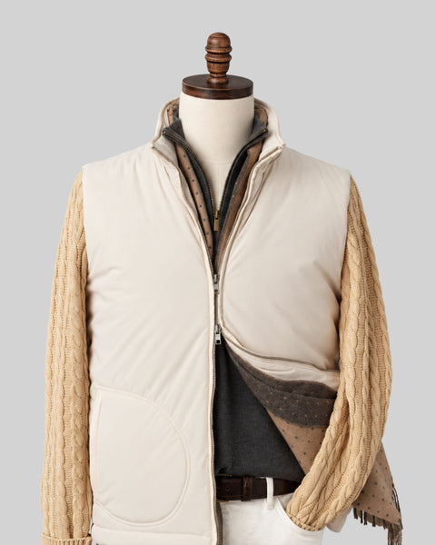Cream Padded Cable Knit Jacket