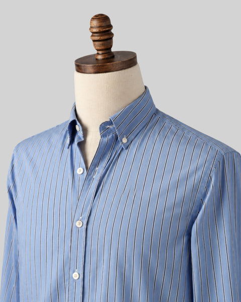 Retro Blue Stripe Poplin Shirt