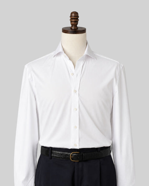 White Broadcloth Spread Collar Dress Shirt