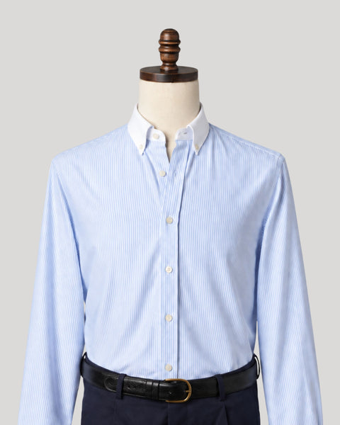 Blue Stripe Contrast Collar Oxford Shirt
