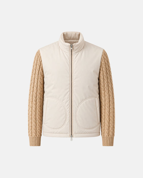 Cream Padded Cable Knit Jacket