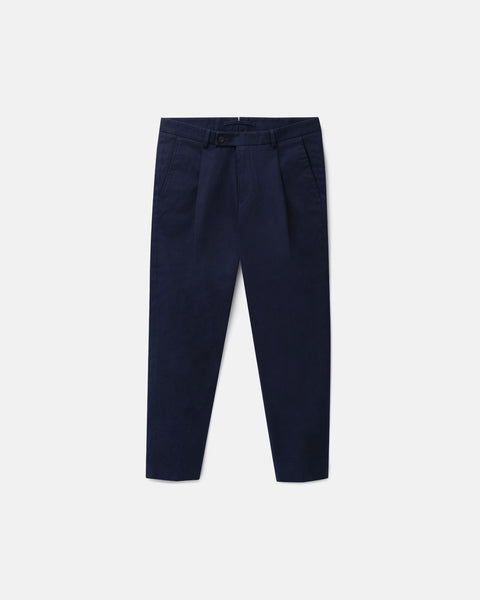 Navy Cotton Chino Trousers | Le Alfré