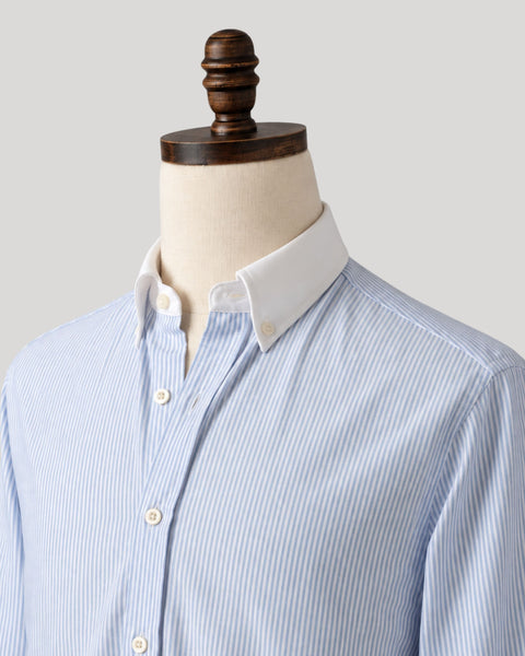 Blue Stripe Contrast Collar Oxford Shirt