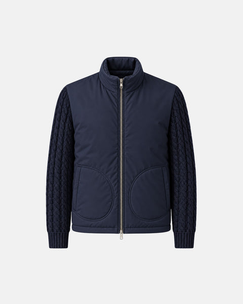Navy Padded Cable Knit Jacket