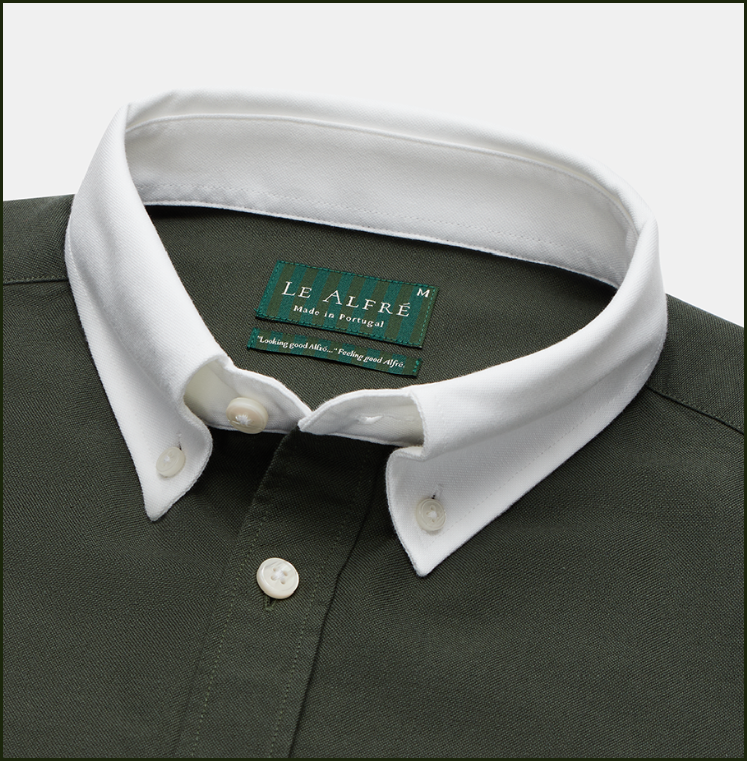 Le Original Hunter Green Contrast Collar Oxford Shirt
