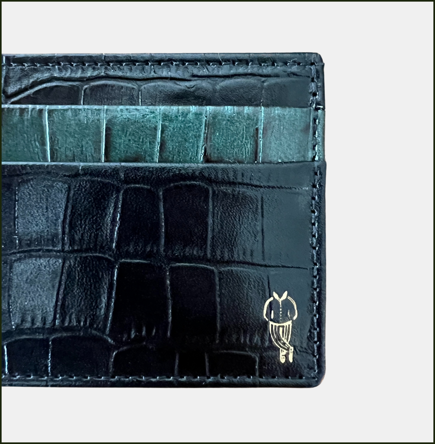 Croc Embossed Leather Card Holder
