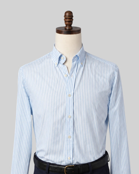 Aqua Thin Stripe Poplin Shirt