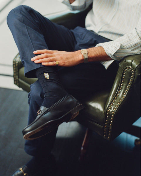 dress socks for men The Lehmans The natural wool has a creamy hue when laid flat and takes on a lighter shade closer to off Time is Money Dress Socks