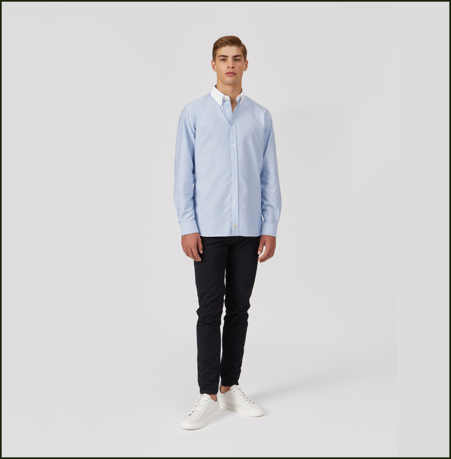 'Le Original' Blue Contrast Collar Oxford Shirt