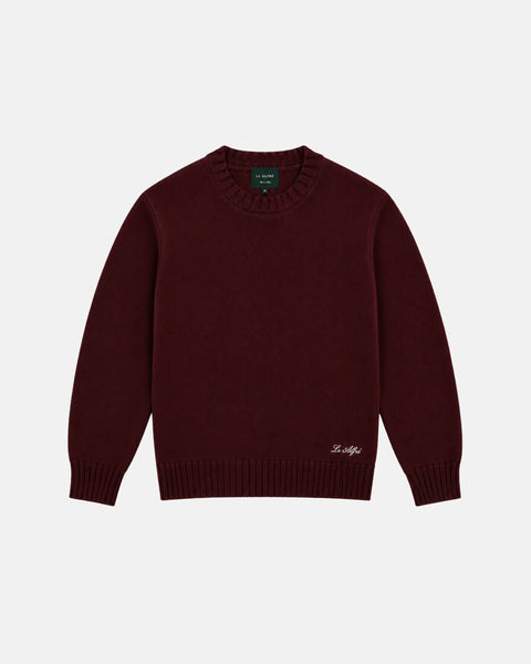 Classic Burgundy Cotton Crewneck Sweater (PRE-ORDER)